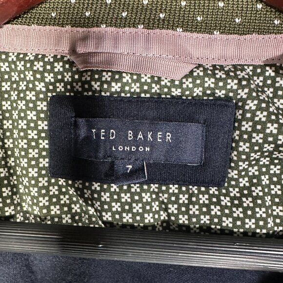 Ted Baker Sweater Mens US 46 Ted 7 Blue Textured Cotton 1/4 Zip Rib Cuffs Pullov - Picture 5 of 8